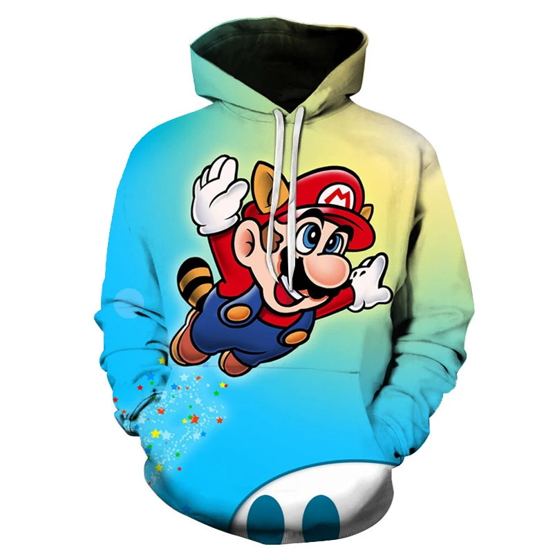 Осень 2020 новый стиль толстовка с капюшоном аниме Супер Марио 3D принт мужская
