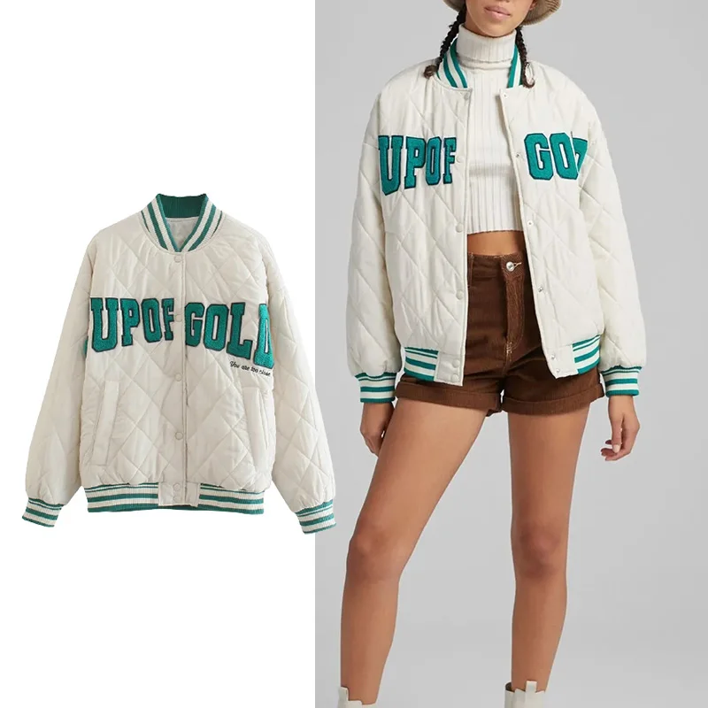 

Куртка женская с Вышивкой Букв, однобортная, на осень