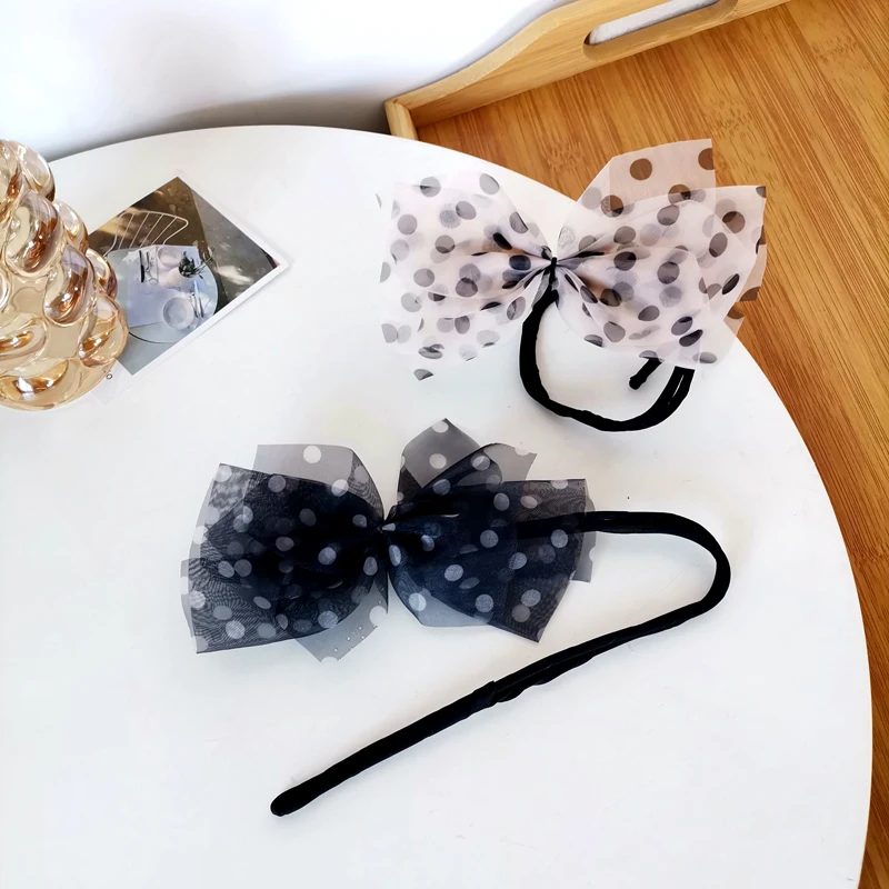 

Girls Hair Accessories Elastic Ties Bow Hair Bands Women Ponytail Holder Round Dots Hair Band For Women Girl