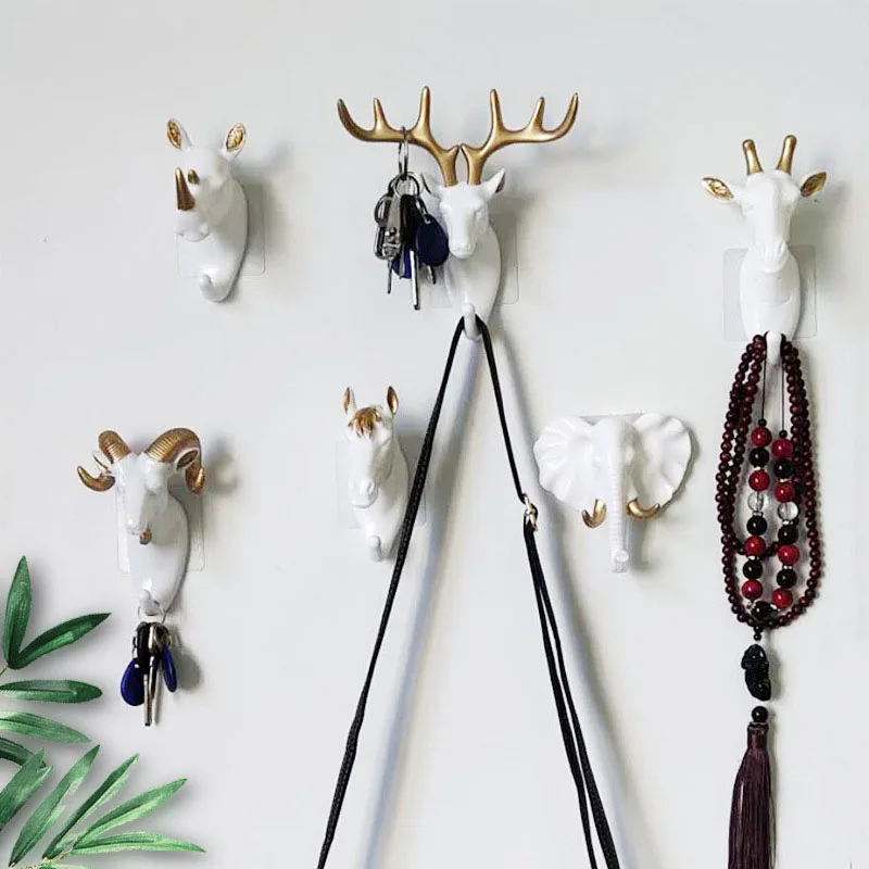 

Creative Animal Deer Head Shape Hook Wall Shelf Key Hanger Room Organizer Home Decoration Accessories Plastic Storage Rack