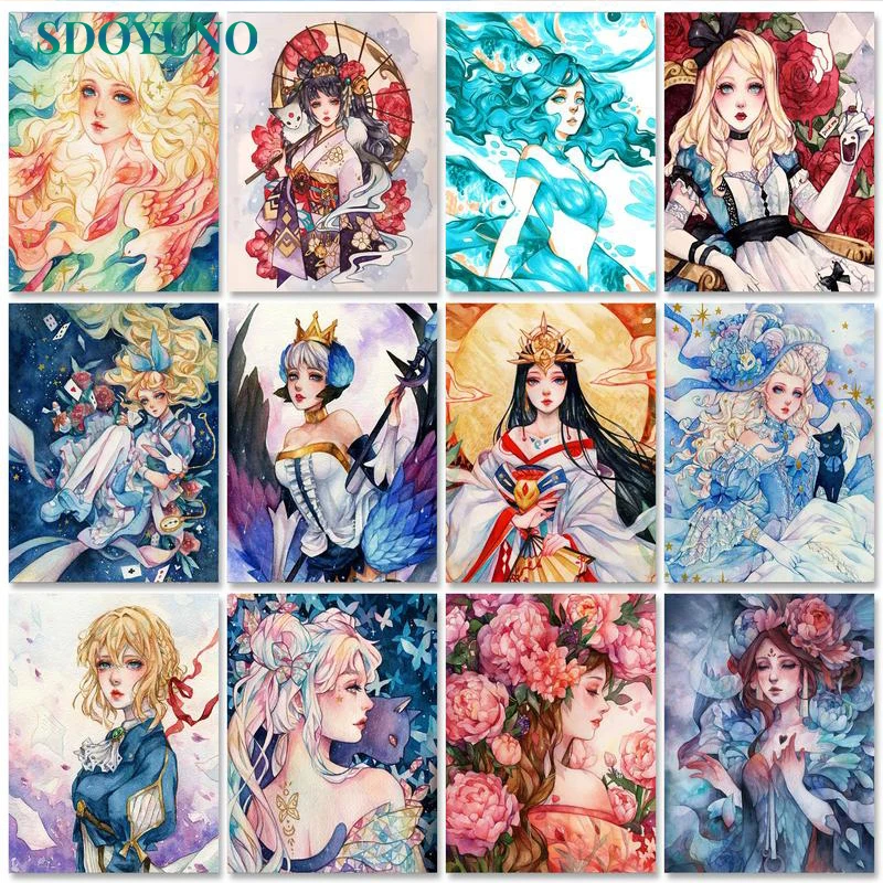 

SDOYUNO 40x50cm Oil Paint By Numbers Figure DIY Set of Acrylic Paint For Painting By Numbers On Canvas Women Home Decor