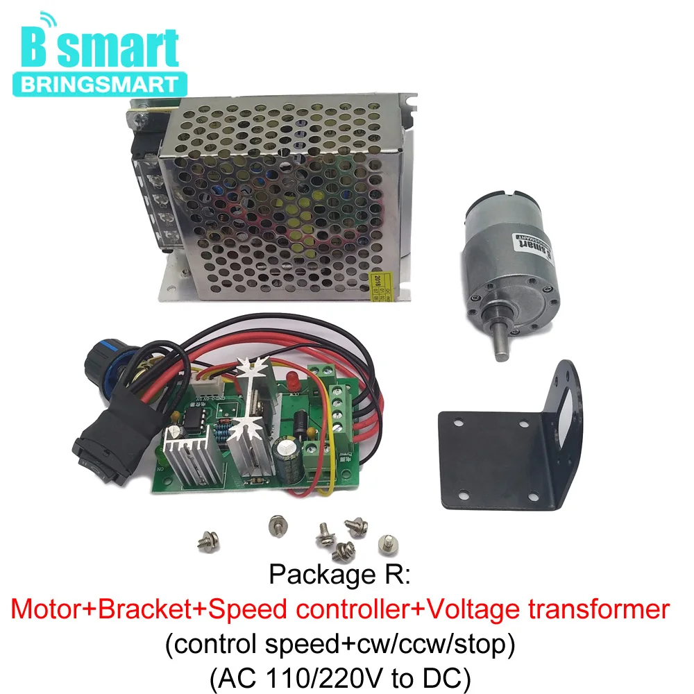 Мини-редуктор постоянного тока Bringsmart редуктор 12 в электродвигателя реверсивное