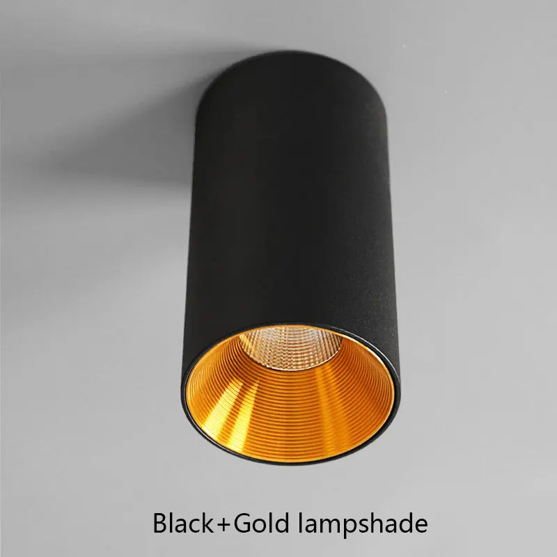 Black-Gold lampshade Светодиодный потолочный светильник 8*15 см Монтажная поверхность потолочный светильник 10 Вт цилиндр для фойе/балкона/коридора/спальни/ресторана - Цвет корпуса: Black-Gold lampshade