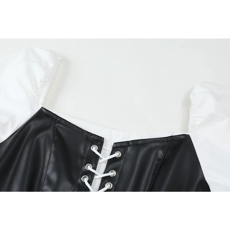 Женский винтажный комплект из двух предметов элегантный искусственной кожи с