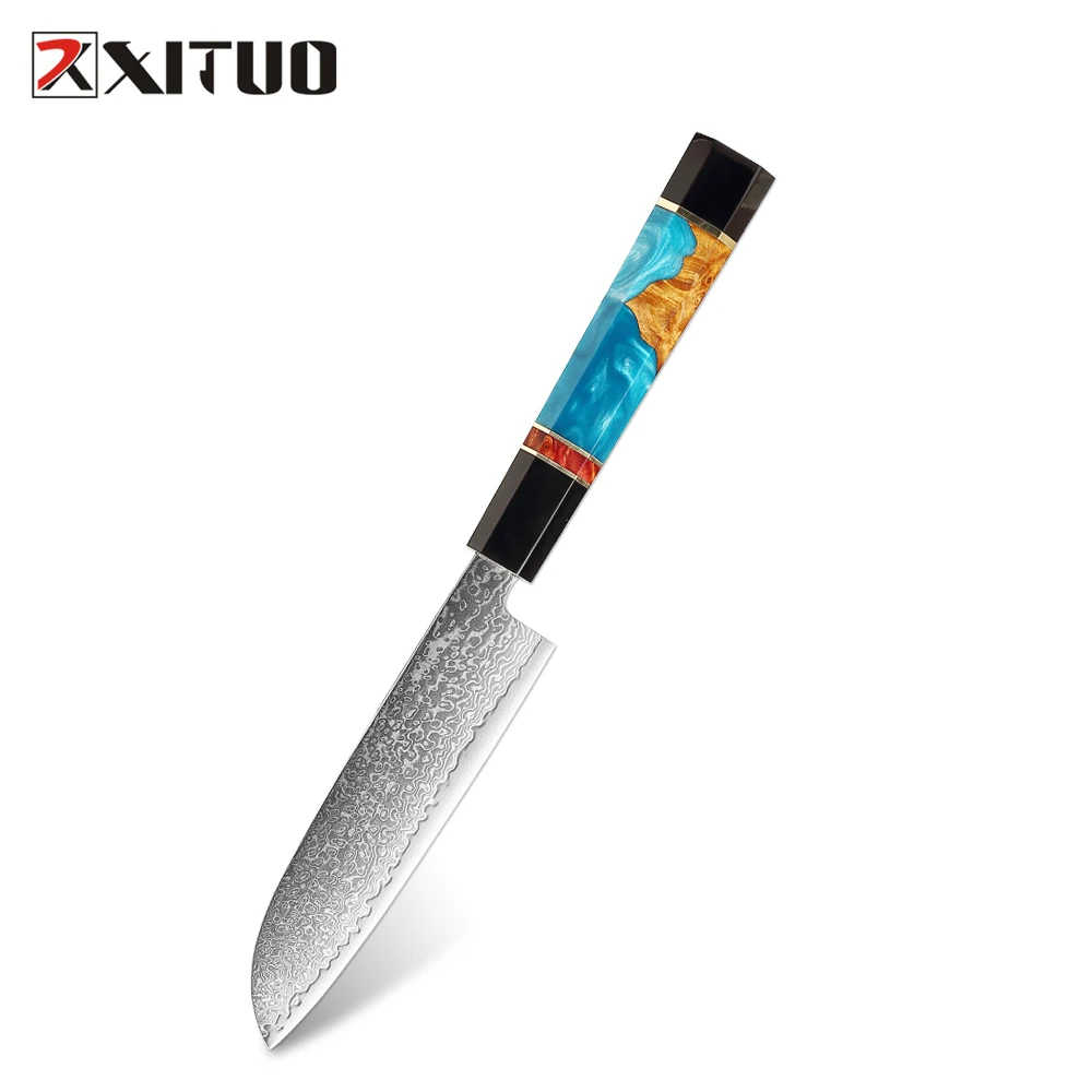 xituo 5 inch santoku knife japanese damascus vg10 steel 67 layers chef knife kitchen knives gadgets tools kitchenware tableware free global shipping