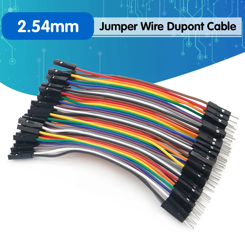 40pcs 10cm 2.54mm 1pin 1p-1p male to female jumper wire Dupont cable for arduino | Электроника