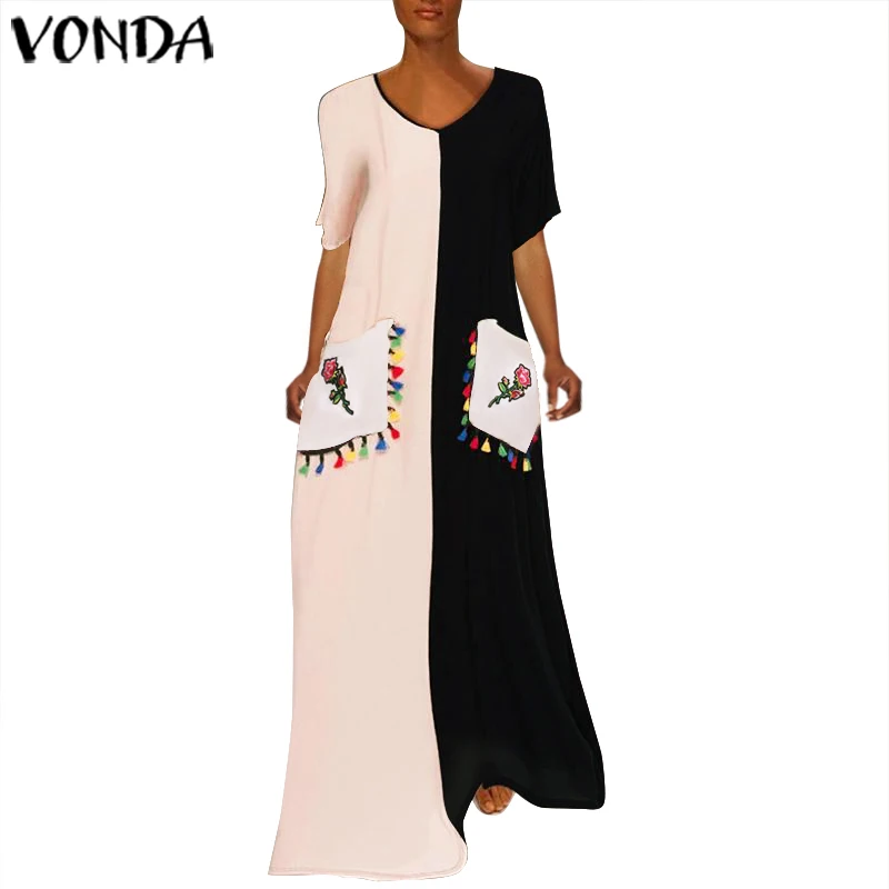 Женское платье с коротким рукавом VONDA повседневное свободное Кафтан