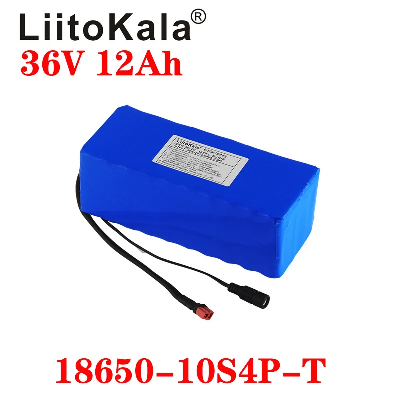 LiitoKala 36V 6AH 8AH 10AH 12AH Electric Bike Battery Built in 20A BMS Lithium Battery Pack 36 Volt with 2A Charge Ebike Battery