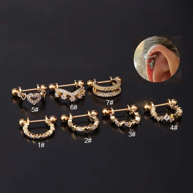 

Серьга-Штанга Для Пирсинга Ушей из нержавеющей стали с фианитами, серьги-кольца, спираль, ювелирные изделия Для Пирсинга Ушей, 1 шт.