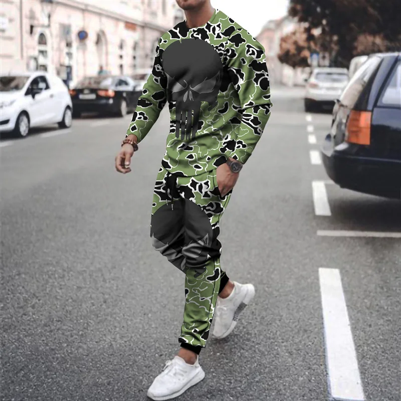

Новинка 2021, мужской повседневный спортивный костюм с 3D-принтом в стиле Харадзюку, с длинными рукавами и круглым вырезом, костюм-двойка в сти...