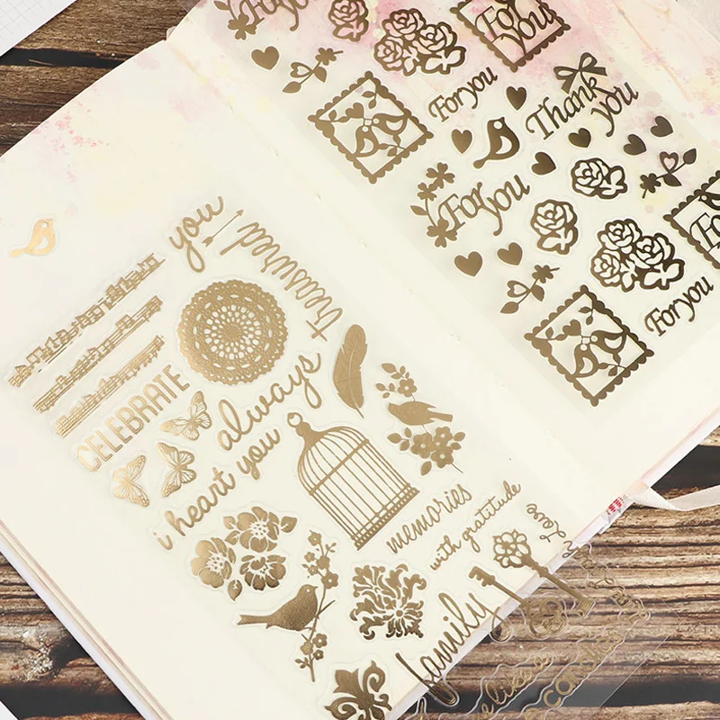 Bronzing stickers transparent ins simple DIYpaper tapes bullet journal decoration scrapbooking supplies party | Дом и сад