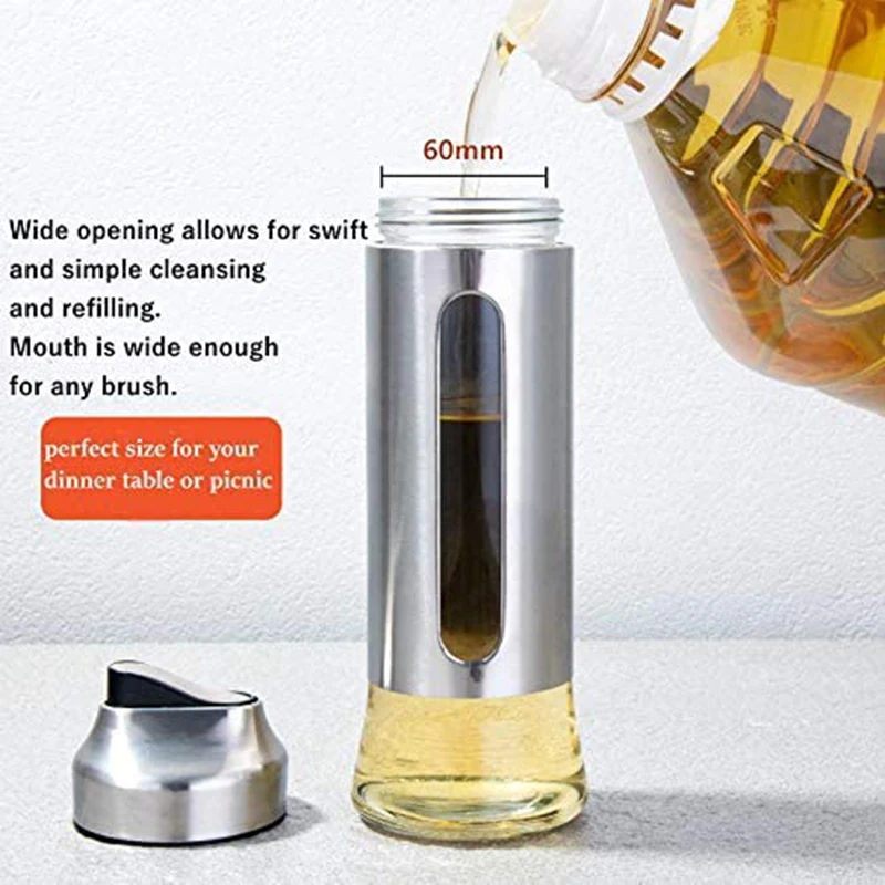 

Auto Flip Olive Oil Dispenser Stainless Steel Olive Oil Cruet Dispenser Oil Drip Free BBQ, Salad,Kitchen Baking,Roasting