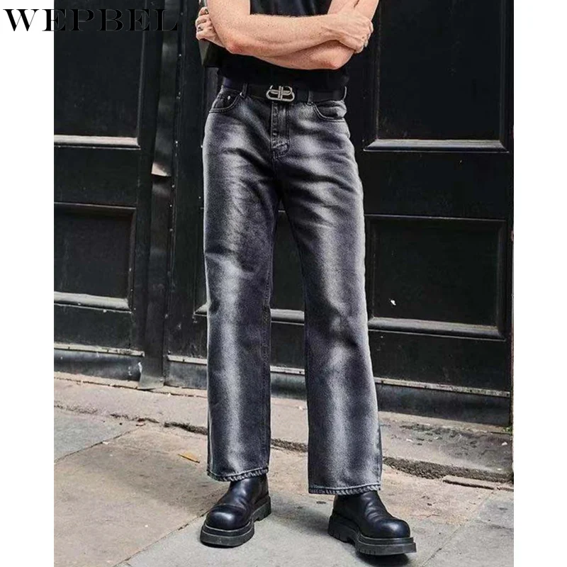 

Mandylandy Men's Straight Stretch Slim Fit Jeans Male Washed Youth Popular Mid-Waist Fashion Men's Long Pant Denim Pants Trouser