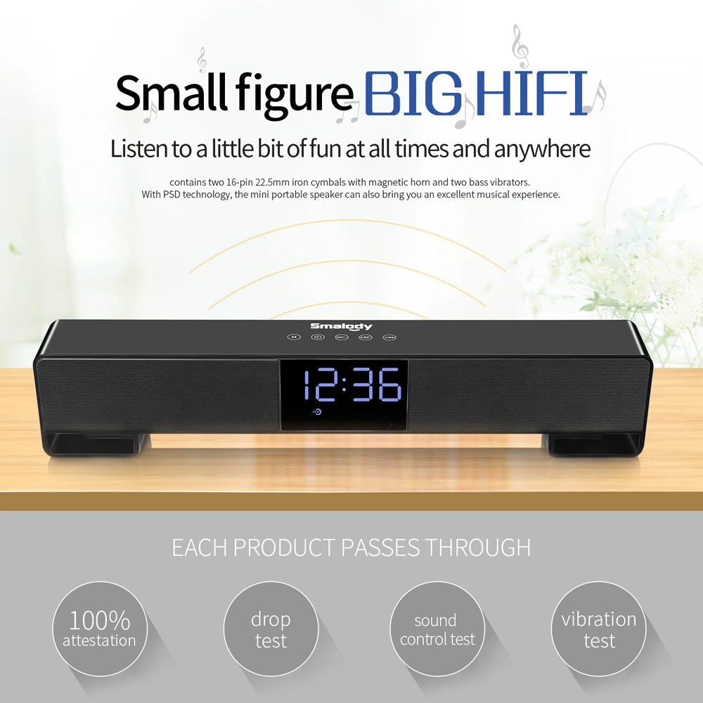 Smalody Bluetooth динамик Портативный беспроводной мини Саундбар двойной громкий s 10 Вт с