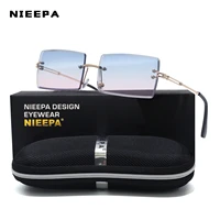 vintage fashion 2022 new sunglasses rimless frameless rectangle shades gradient uv400 summer traveling sun glasses for women