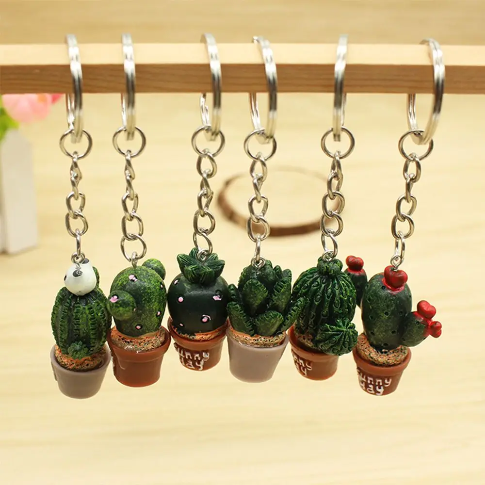 Мини брелок для ключей имитация растений в горшке кактус креативная новинка