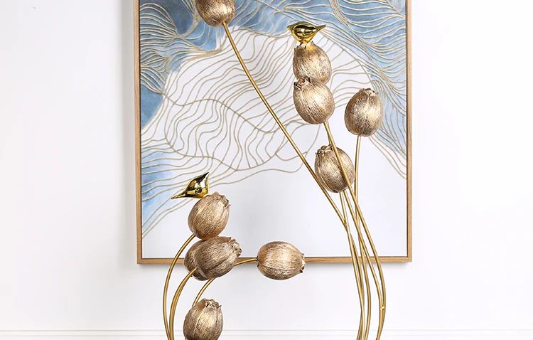

Modern Alloy Resin Golden Ornaments Creative Living room Study Porch Home Furnishing Crafts Decoration Zen Lotus Crafts Art