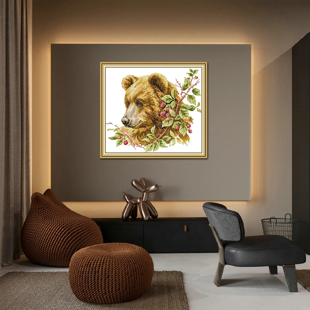 Joy Sunday бурый медведь DA460 14CT 11CT Счетный и штампованный фруктовый животное домашний