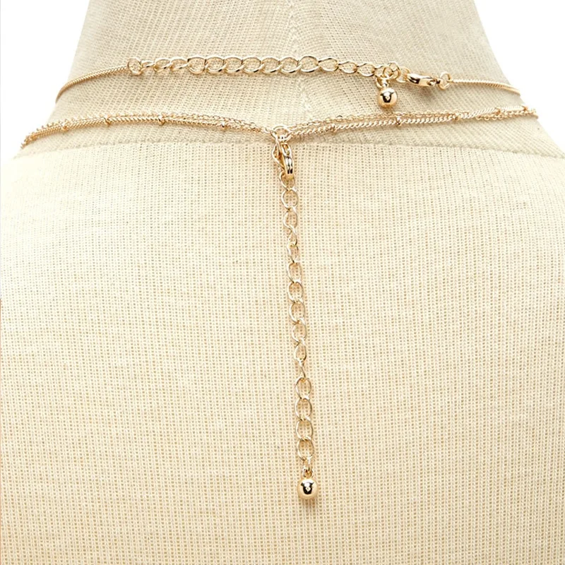 Personality Crystal Pendant Multi-layer Necklace Round Circle Bead Clavicle Chain Necklaces for Women Fashion Neck Jewelry XL081 | Украшения