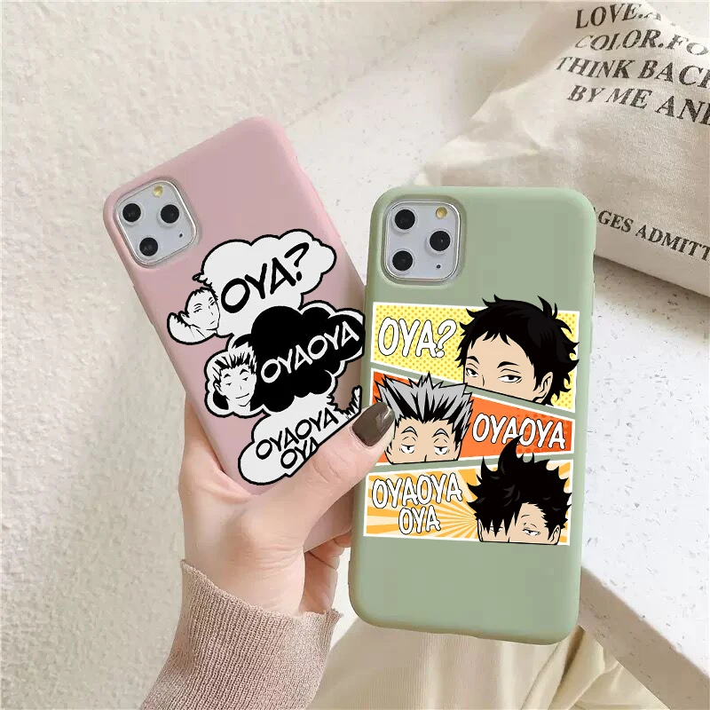 

Cartoon Japan Anime Haikyuu Oya pink TPU Silicone Phone Case For iPhone 11 12pro 13pro 14pro MAX XSMAX 12mini SE XR 14Plus SE