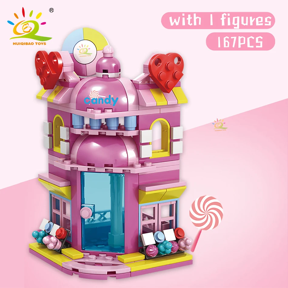 HUIQIBAO 678pcs 4in1 Friends Stree View Building Blocks Ice Cream Car Candy Shop Shoe Toys Store Bricks for Children Girls Gifts | Игрушки и