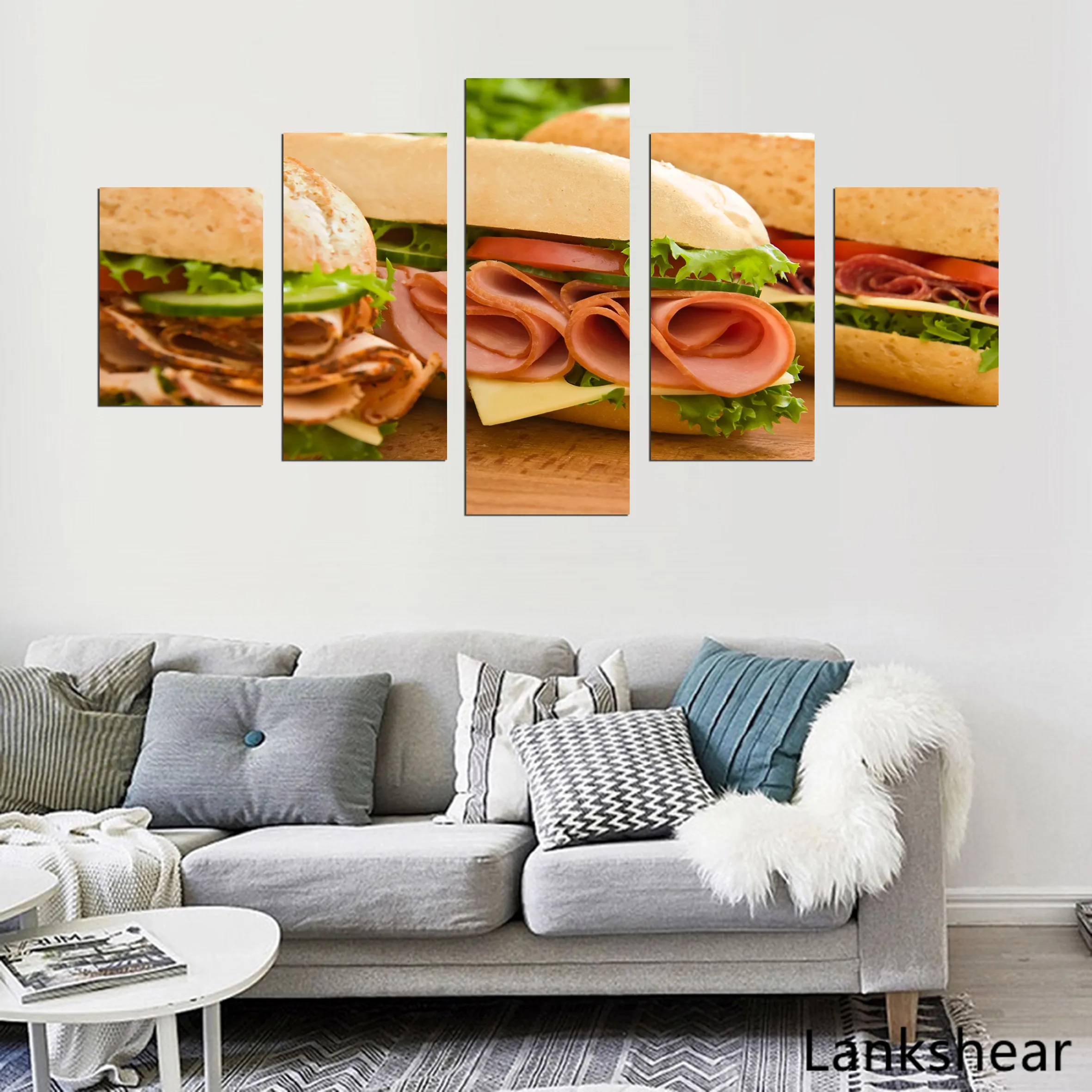 Печать на холсте картина овощи сэндвичи плакаты настенное искусство стену