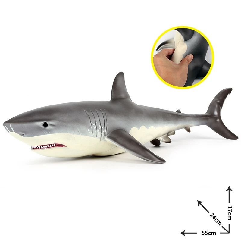 

Sea Life Animals Soft Great White Shark Big Shark Model Lifelike Toys for Kids Gift