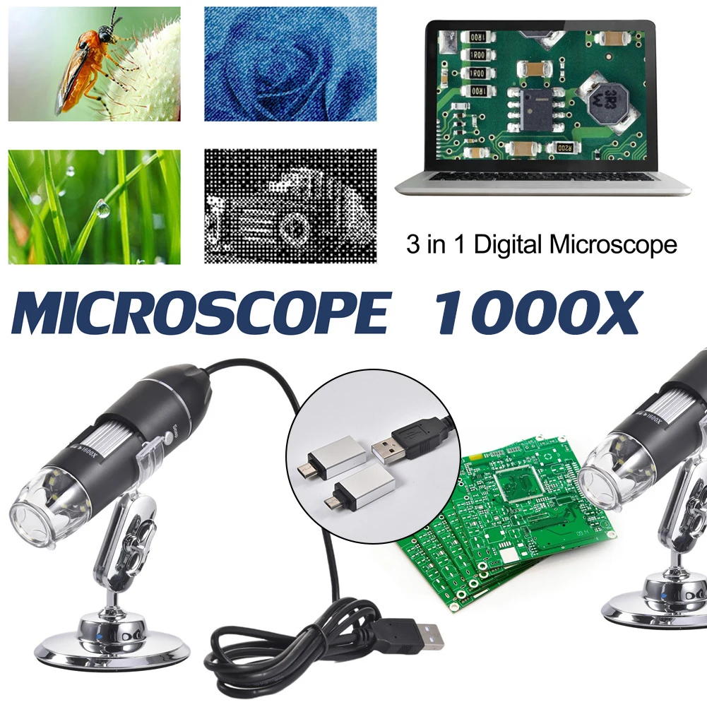 Цифровой микроскоп 200 Вт 500X/1000X USB с светодиодный светодиодными интерфейсами