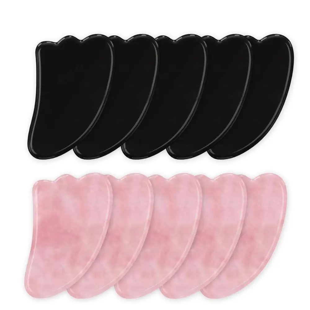 

5/10pcs Obsidian Jade Stone Horn-shaped Gua Sha Scraper Rose Quartz Handmade Gua Sha Tool Anti Wrinkle Scraping Gouache Scraper