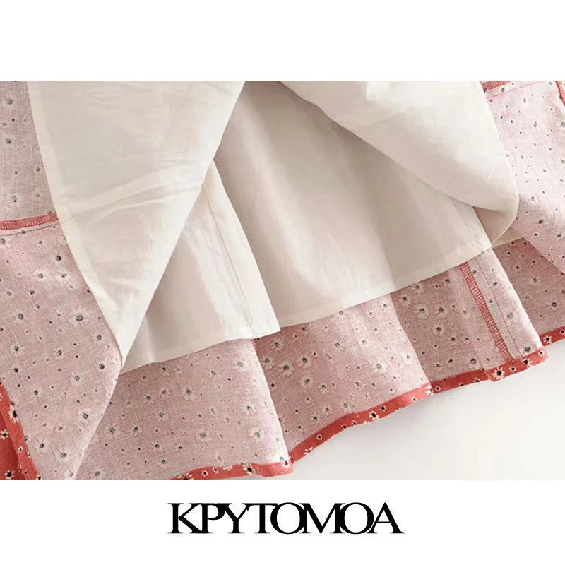 KPYTOMOA женское мини платье на пуговицах с цветочным принтом винтажное пышными