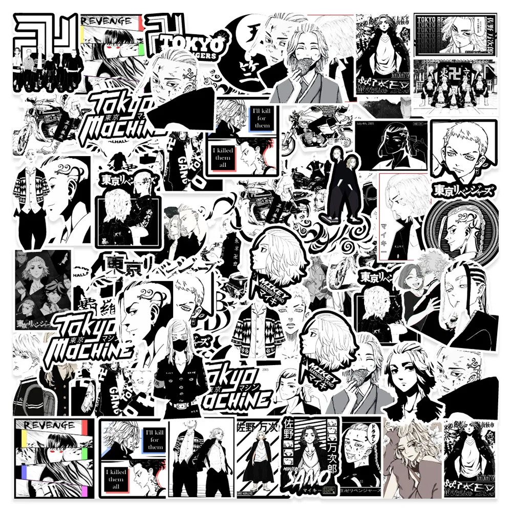 

10/30/50pcs Anime Tokyo Revengers Stickers Aesthetic DIY Helmet Skateboard Laptop Fridge Kid Toy Waterproof Cool Stickers Decals