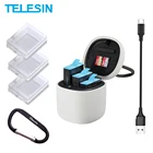 Зарядное устройство TELESIN Allin для камеры Gopro hero 9 go pro hero9, 3 пары, чехол для зарядки аккумуляторов, чехол для хранения TF-карт
