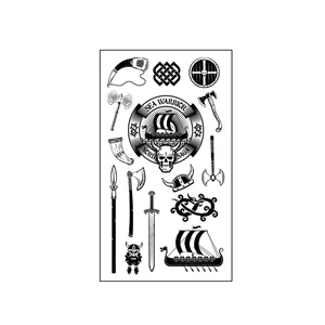 Водостойкая временная татуировка наклейка морской воин Тотем инструмент топор лодка боевой Рог меч флэш-тату поддельные тату для мужчин женщин мужчин