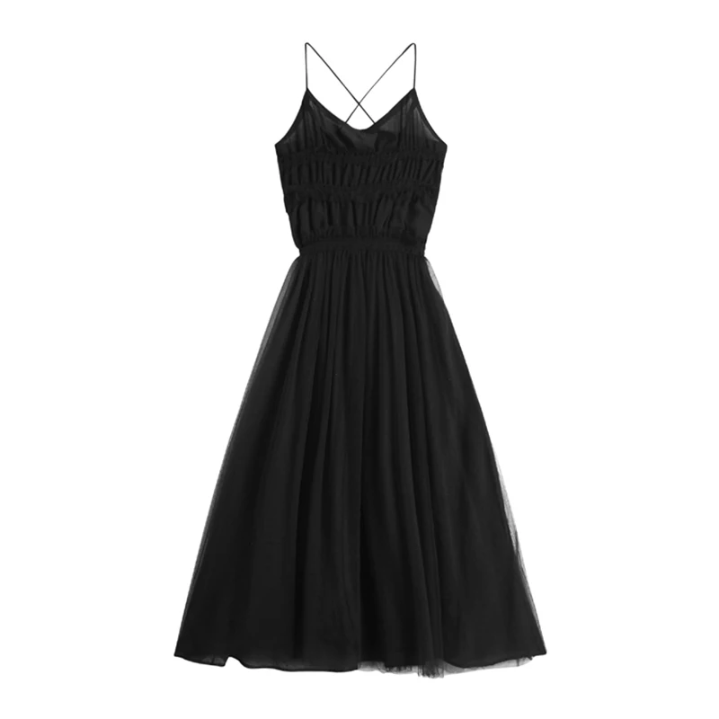 

summer black dress for women sleeveless strap long beach dresses 3893#