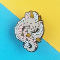 cute cartoon haku white dragon hard enamel pins spirited away anime lapel pin jacket jeans badge brooch fashion accessories gift