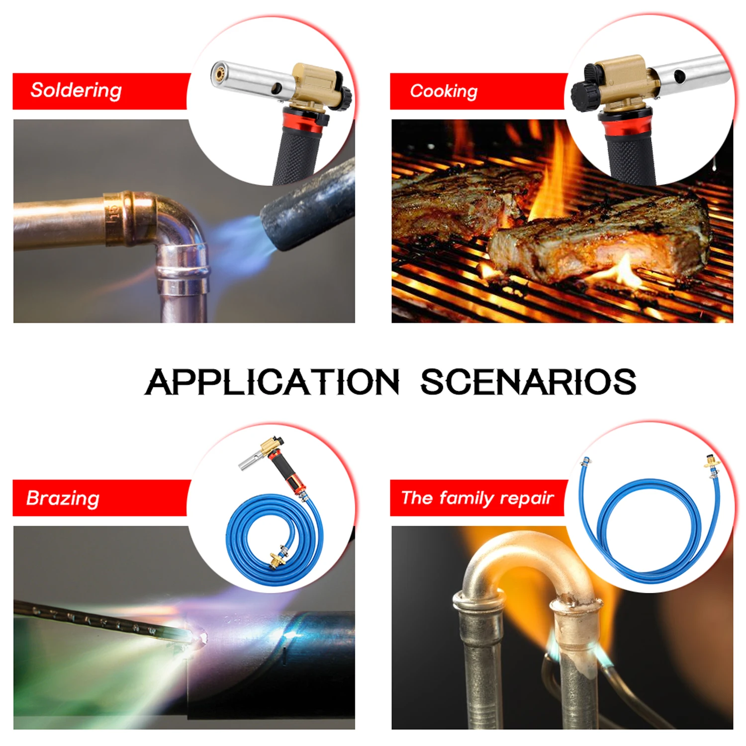 

New Eectronic Ignition Liquefied Gases Welding Torch Kit for Soldering Cooking Brazing Heating with 2.5M Hose