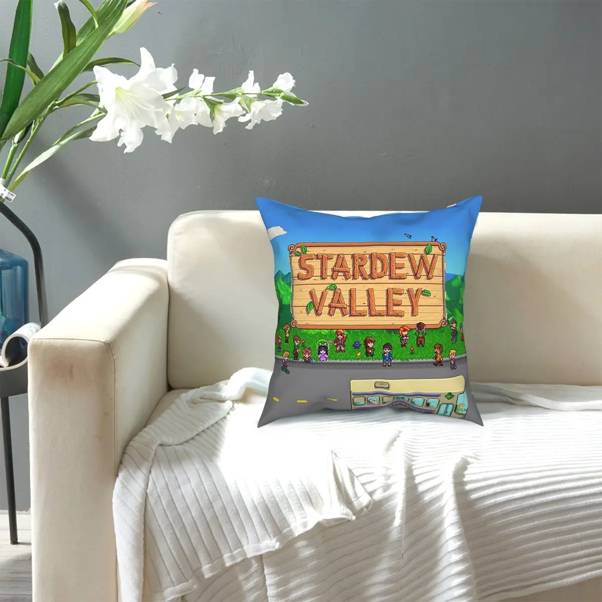 

Stardew Valley Bus Throw Pillo Square Pillow Case Polyester Decorative Pillow Casual Cushion Covers