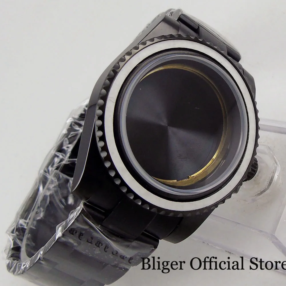 Мужской чехол для часов 40 мм с покрытием из черного PVD сапфировое стекло + ремешок