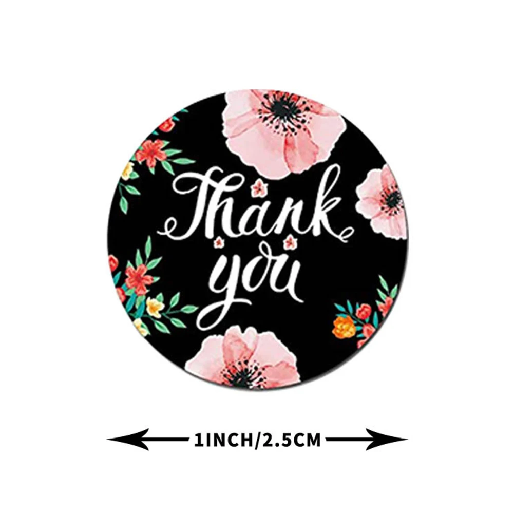 

500 Pcs/Roll Round Floral Thank You Sealed Label Stickers Gift Wrapping Candy Box Label for Envelope Cards Scrapbooking