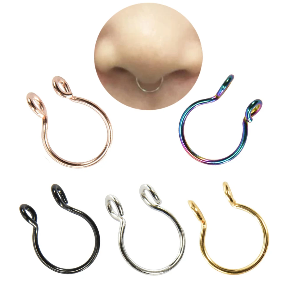 2 предмета в партии U образный нержавеющая сталь фальшивый нос кольцо кольца для