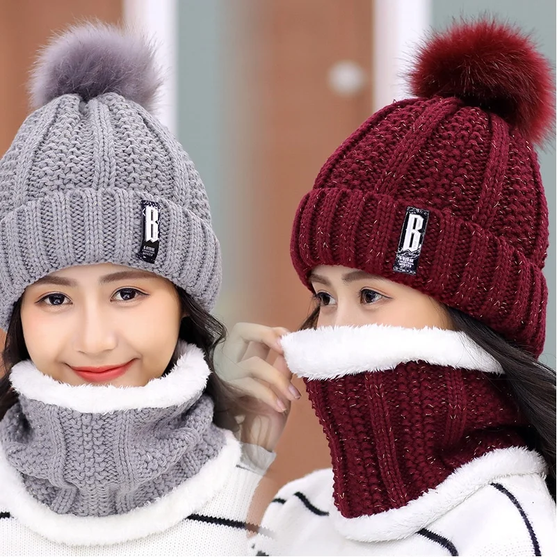 1pc Brand Winter knitted Beanies Hats Women Thick Warm Beanie Skullies Hat Female knit Letter Bonnet Caps Outdoor Riding - купить по