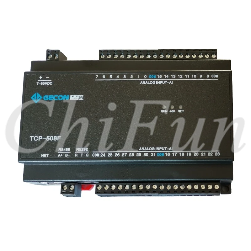 32AI Аналоговое количество 0 20mA 10VADC приобретение Ethernet IO модуль RS485 RS232 Modbus порты TCP