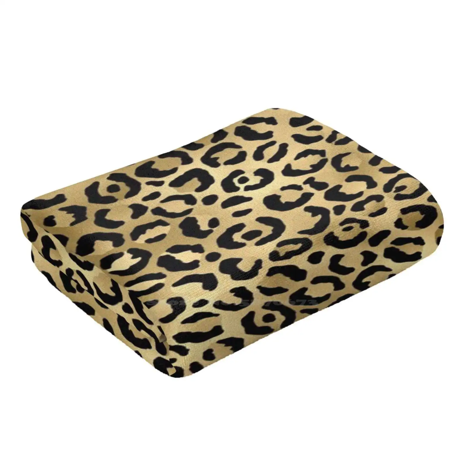 Золотистое мягкое полотенце для лица из микрофибры с принтом гепарда золотистое