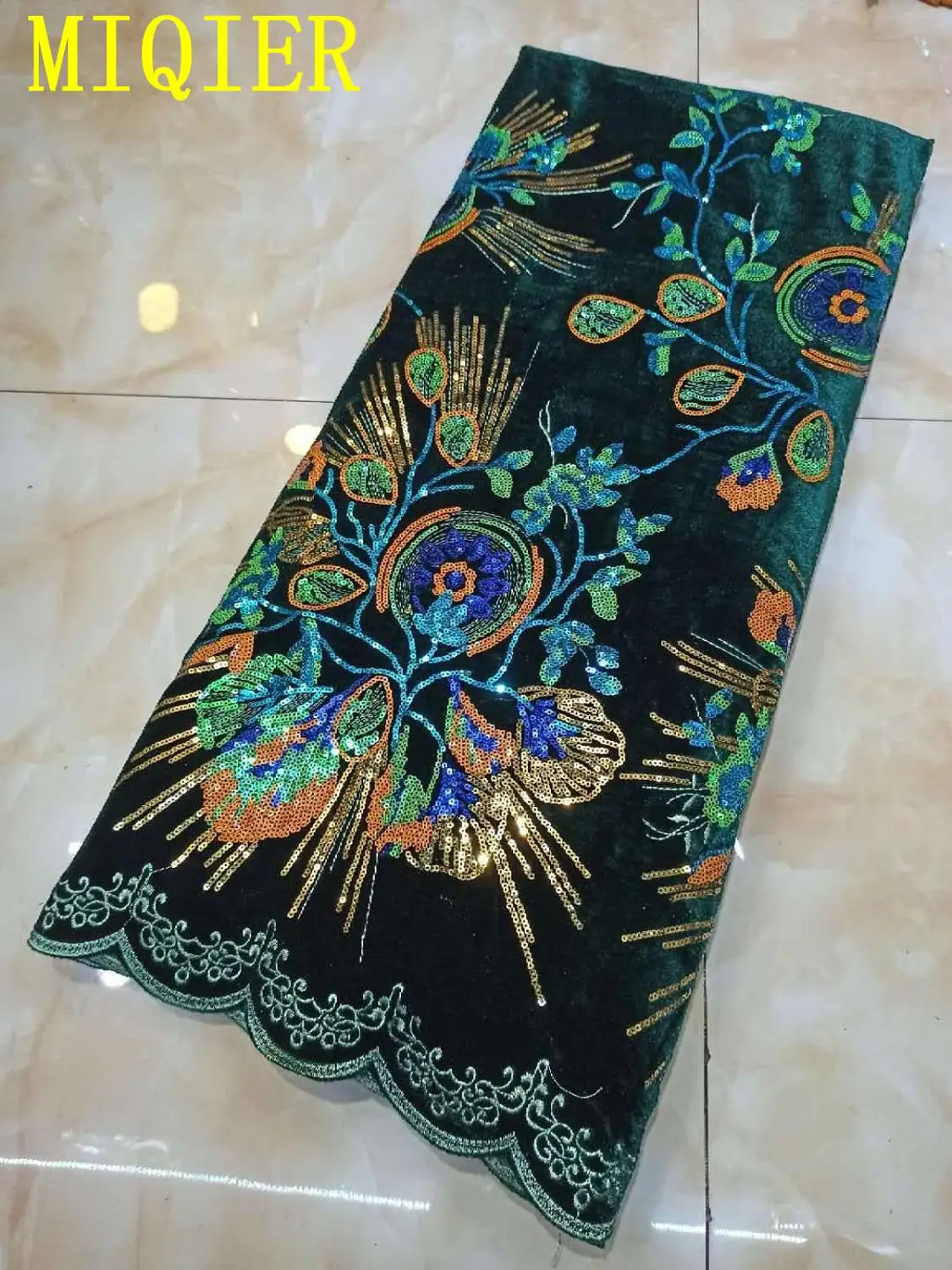 

MIQIER высококачественная искусственная ткань, бархатная кружевная ткань, блестки, кружевная ткань, бусины, камень, вышивка, гипюр