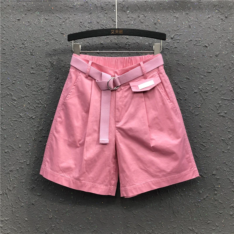 

Women's Denim Shorts Classic Vintage High Waist Pink Wide Leg Female Caual Sweet Summer Ladies Shorts Jeans For Female
