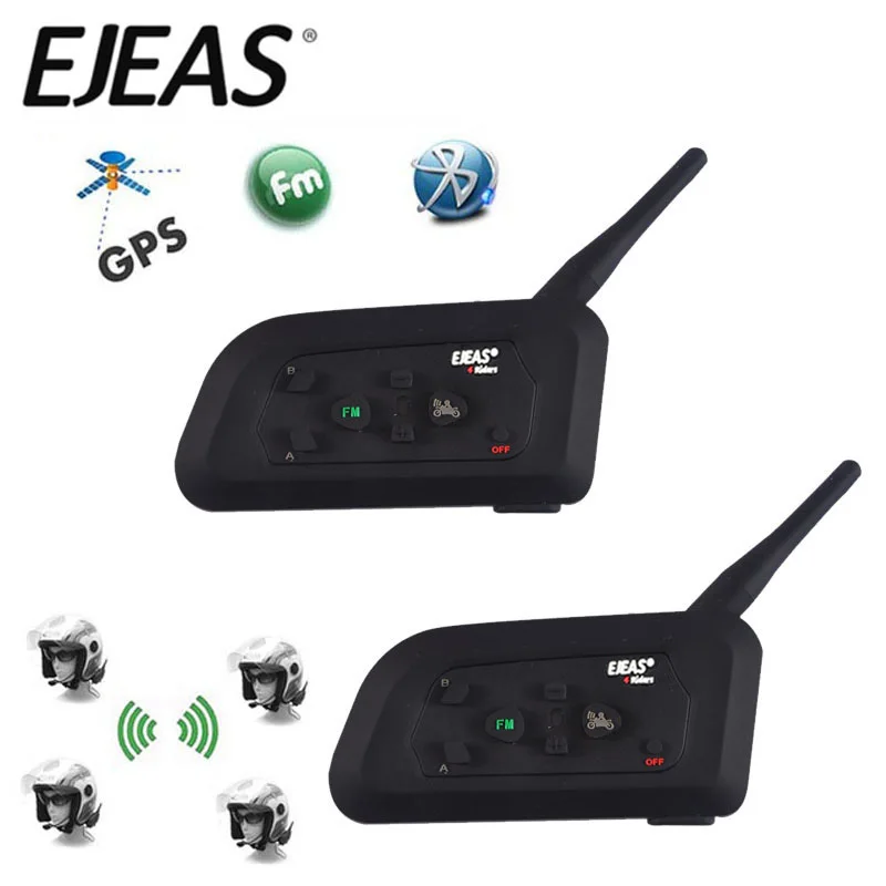 2 шт. EJEAS V4 1200 м 4 всадника шлем домофон гарнитура Intercomunicador мотоцикл Bluetooth