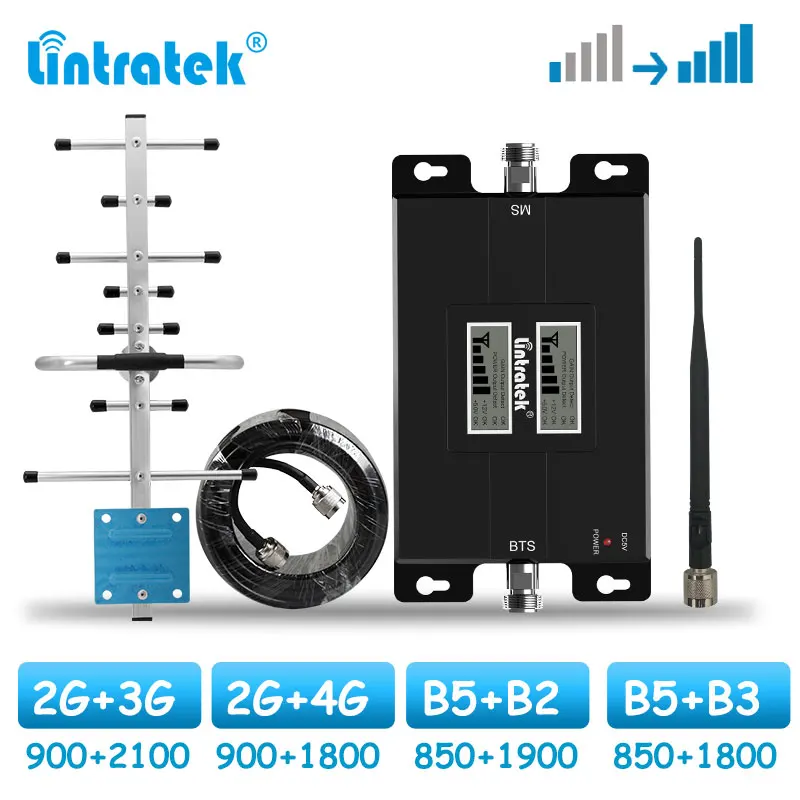Lintratek двухдиапазонный усилитель сигнала 850 1900 мобильный сотовый 2G 3G 4G LTE 1700 1800 GSM 900