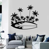 surf wall sticker surfer home decor surfboard palm tree vinyl decal sea island poster bedroom living room decoration surfing