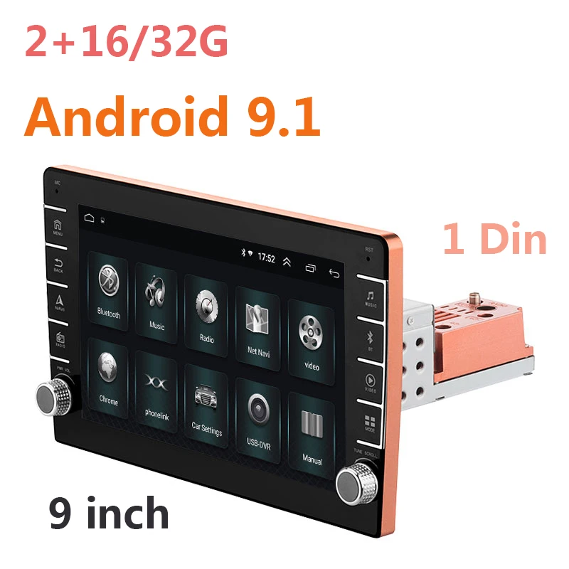 Автомобильный мультимедийный плеер 1 Din 9 дюймов Android Bluetooth Wi Fi стерео