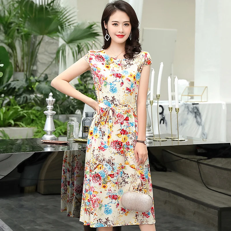 

2021 New women summer dress plus size short sleeve dresses